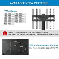 Perlesmith Universal Tv Stand - Table Top Tv Stand For 32-55 Inch Lcd Led Tvs - Height Adjustable Tv Base Stand With Tempered Glass Base & Wire Management, Vesa 400X400Mm