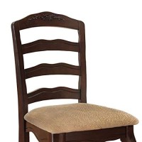 Benjara Cottage Side Chair With Padded Seat, Set Of Two, Brown