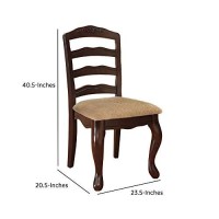 Benjara Cottage Side Chair With Padded Seat, Set Of Two, Brown