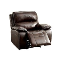 Benzara Bm131875 Classy Leatherette, Brown Ruth Transitional Rocker Recliner Chair, Color