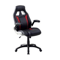 Benzara Sporty Executive Black And Red Argon Contemporary Racing Car Office Chair Black & Red Finish