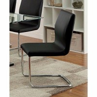 Benjara Benzara , Set Of Two Lodia I Contemporary Side Chair With Black Pu,