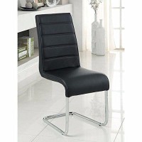 Benjara Mauna Contemporary Side Chair With Steel Tube, Set Of Two, Black