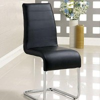 Benjara Mauna Contemporary Side Chair With Steel Tube, Set Of Two, Black
