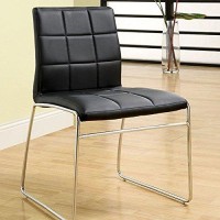 Benzara Kona, Set Of Two, Black Oahu Contemporary Side Chair With Steel Tube Finish