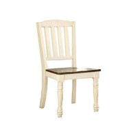 Benjara Benzara Contemporary, Set Of Two, White And Brown Harrisburg Cottage Side Chair (Set Of 2), White & Dark Oak