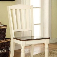 Benjara Benzara Contemporary, Set Of Two, White And Brown Harrisburg Cottage Side Chair (Set Of 2), White & Dark Oak