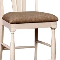 Benzara , Set Of Two, Tan & Off White Sabrina Cottage Counter Height Chair Tan & White