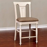 Benzara , Set Of Two, Tan & Off White Sabrina Cottage Counter Height Chair Tan & White