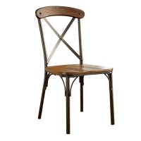 Benzara , Set Of Two, Brown Crosby Industrial Side Chair (Set Of 2), Bronze Finish