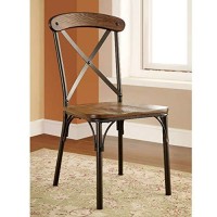 Benzara , Set Of Two, Brown Crosby Industrial Side Chair (Set Of 2), Bronze Finish