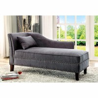 Benjara Benzara Still Water Contemporary Linen-Like Fabric Chaise With Pillow, Gray, One,