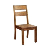 Benjara Benzara , Set Of Two, Brown Frontier Rustic Side Chair (Set Of 2), Natural Teak Finish