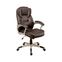 Benzara Adjustable Leatherette Brown Sibley Contemporary Office Chair Finish