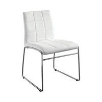 Benjara Benzara Kona, Set Of Two, White Oahu Contemporary Side Chair With Steel Tube, Finish