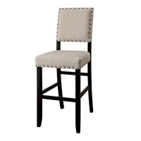 Benjara Benzara , Set Of Two, Antique Black/Beige Sania Ii Rustic Counter Height Chair (Set Of 2), Finish