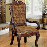 Benjara Benzara , Set Of Two, Brown Medieve Traditional Arm Chair (Set Of 2), Cherry Finish