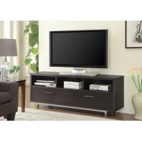 Benzara Fabulously Designed Tv Console With With Chrome Legs, One, Brown