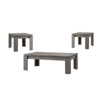 Benzara 3 Piece Enormous Weathered Occasional Table Set Gray