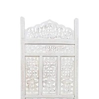 The Urban Port Homeroots Antique 4 Panel Handcrafted Wooden Room Partitions, White (Upt-148945)