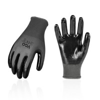 Vgo... 10-Pairs Safety Work Gloves, Gardening Gloves, Non-Slip Nitrile Coating, Dipping Gloves (Size L, Gray, Nt2110)