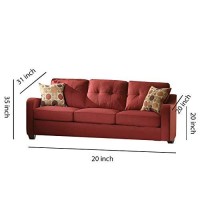 Benzara Smart Looking 2 Pillows Sofa, Red