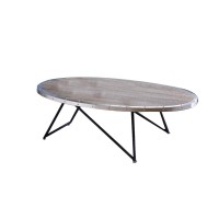 Benzara 15 Inch Oval Coffee Table With Irregular Metal Base One Size Gray And Brown