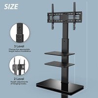 Fitueyes Swivel Floor Tv Stand With Mount For Tvs 37 43 50 55 60 65 70 75 Inch Lcd Led Flatcurved Screens Universal Swivel Televisions Tv Mount Stand For Bedroom Living Room Black Tempered Glass Base