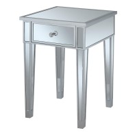 Convenience Concepts Gold Coast Mirrored End Table With Drawer, Silver / Mirror