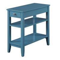 Convenience Concepts American Heritage 1 Drawer Chairside End Table With Shelves, 23.5L X 11.25W X 24H, Blue