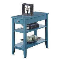 Convenience Concepts American Heritage 1 Drawer Chairside End Table With Shelves, 23.5L X 11.25W X 24H, Blue