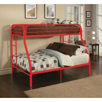 Benzara Tritan Bunk Bed Twin/Full Red