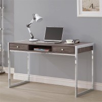 Benzara Office Desk Gray And Silver