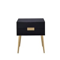 Benzara Wooden End Table, Black And Gold