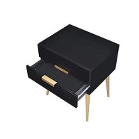 Benzara Wooden End Table, Black And Gold