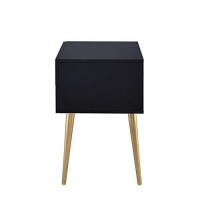 Benzara Wooden End Table, Black And Gold