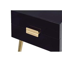 Benzara Wooden End Table, Black And Gold