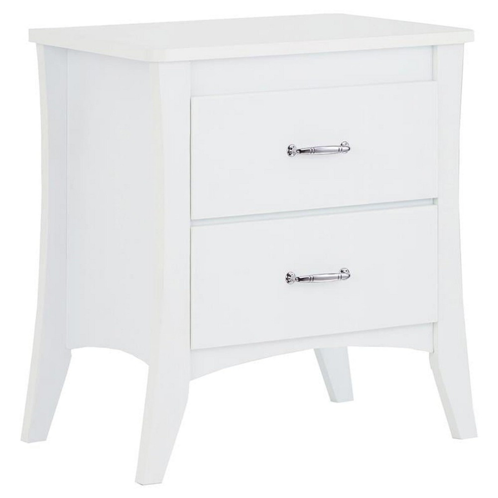 Benzara Contemporary Style 2 Drawers Wood Nightstand, White