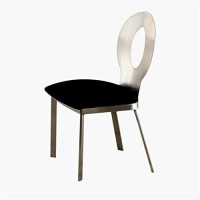 Benjara Benzara , Set Of Two, Black Valo Contemporary Side Chair, Chrome