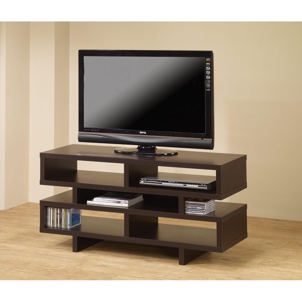 Benjara Contemporary Tv Console With With Open Storage, One, Brown