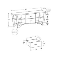 Monarch Specialties I Stand, 60 L X 15.5 D X 23 H, Grey