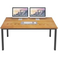 Dlandhome 55 Inches Large Computer Desk, Composite Wood Board, Decent And Steady Home Office Desk/Workstation/Table, Bs1-140Tb Teak And Black Legs, 1 Pack