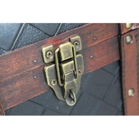 Wooden Leather Round Top Treasure Chest, Decorative Storage Trunk