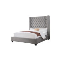 Best Master Furniture Jamie Upholstered Tower Contemporary Bed, California King, Grey