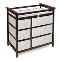 Badger Basket Modern Baby Changing Table With 6 Storage Drawers And Pad - Espresso