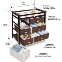 Badger Basket Modern Baby Changing Table With 6 Storage Drawers And Pad - Espresso