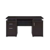 Benzara Bm156219 29.5 X 55 X 23.5 In. Luxurious Computer Desk With 2 Drawers & Cabinet, Brown