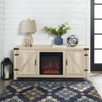 Home Accent Furnishings Tucker 58 Inch Barn Door Fireplace Television Stand In White Oak