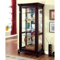 Benjara Brown Benzara Bm137683 Traditional Style Spacious Wood And Glass Cabinet With Rope Twist Details