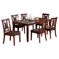 Benjara Benzara Wooden Dining Table And Chair Set Pack Of Seven Brown